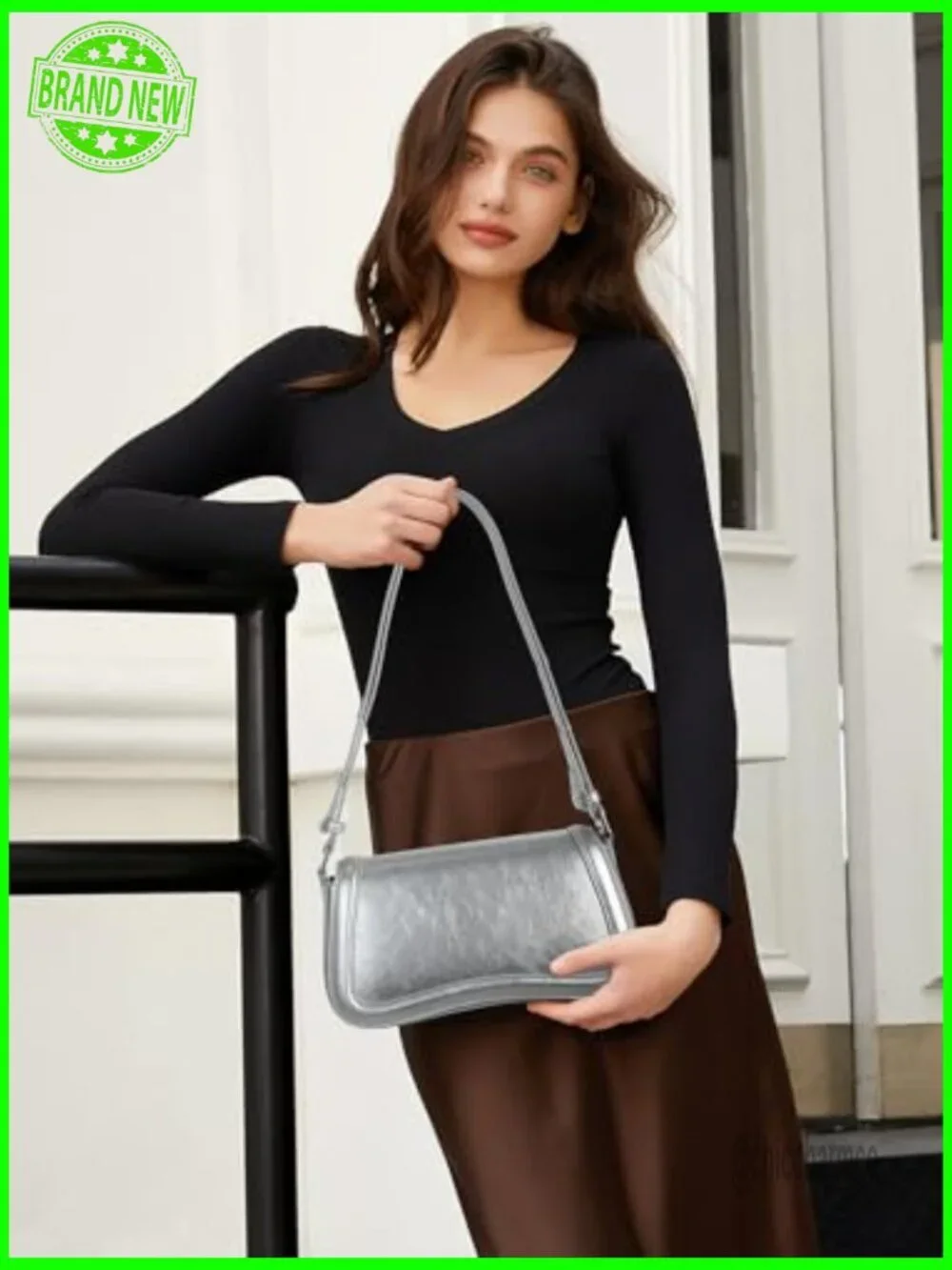 Small Vegan Leather Hobo Crossbody Bag Adjustable Strap Magnetic Closure